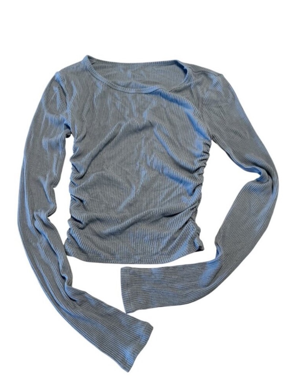 Alo Yoga Gather Long Sleeve in Light Blue Gray